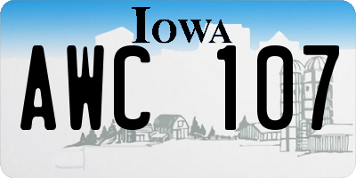 IA license plate AWC107