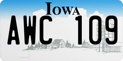 IA license plate AWC109