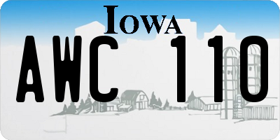 IA license plate AWC110