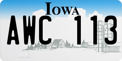IA license plate AWC113