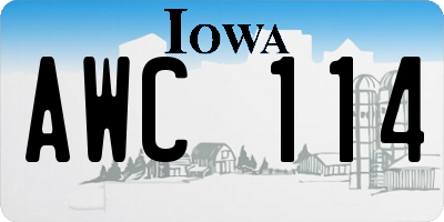 IA license plate AWC114