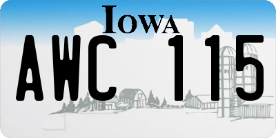 IA license plate AWC115