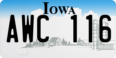 IA license plate AWC116