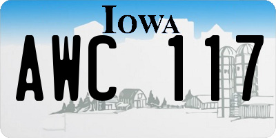 IA license plate AWC117