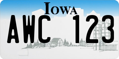 IA license plate AWC123