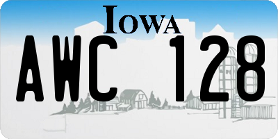 IA license plate AWC128