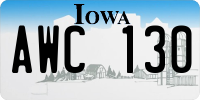 IA license plate AWC130