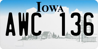 IA license plate AWC136