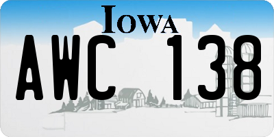 IA license plate AWC138