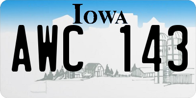 IA license plate AWC143