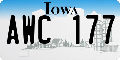 IA license plate AWC177