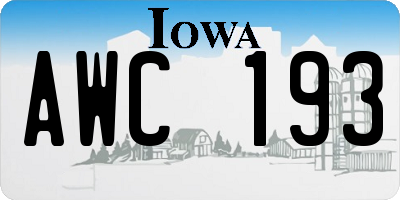 IA license plate AWC193