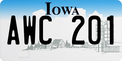 IA license plate AWC201