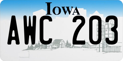 IA license plate AWC203