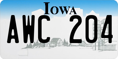 IA license plate AWC204