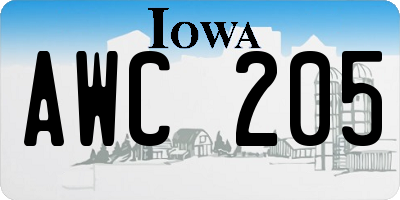 IA license plate AWC205