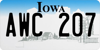 IA license plate AWC207