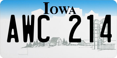 IA license plate AWC214