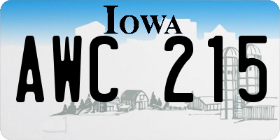 IA license plate AWC215