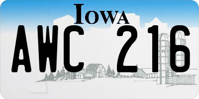 IA license plate AWC216