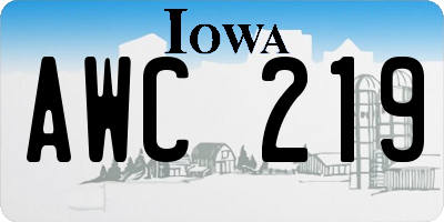 IA license plate AWC219