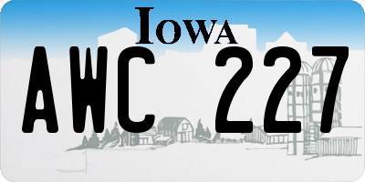 IA license plate AWC227