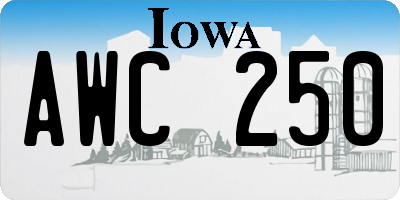 IA license plate AWC250
