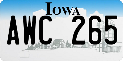 IA license plate AWC265