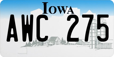 IA license plate AWC275