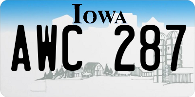 IA license plate AWC287