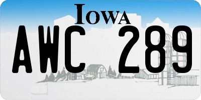 IA license plate AWC289