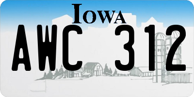IA license plate AWC312
