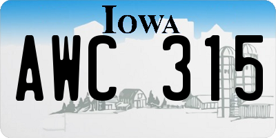 IA license plate AWC315