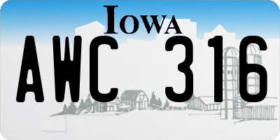 IA license plate AWC316