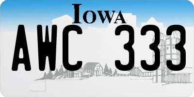 IA license plate AWC333