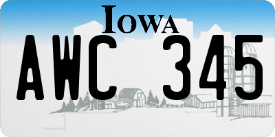 IA license plate AWC345
