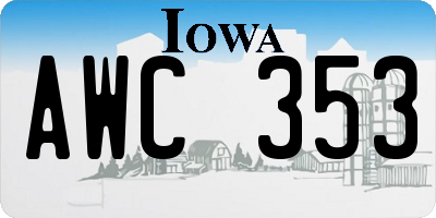 IA license plate AWC353