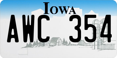 IA license plate AWC354