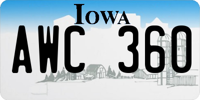 IA license plate AWC360