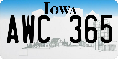 IA license plate AWC365
