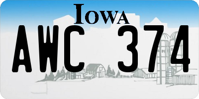 IA license plate AWC374