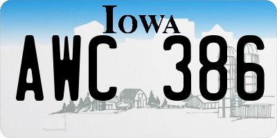 IA license plate AWC386