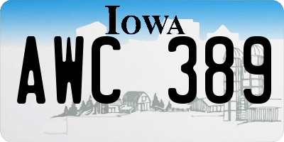 IA license plate AWC389