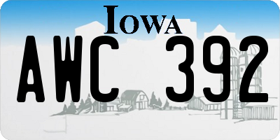 IA license plate AWC392
