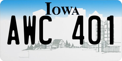 IA license plate AWC401