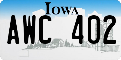 IA license plate AWC402