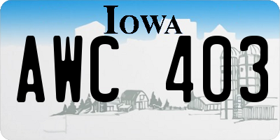 IA license plate AWC403