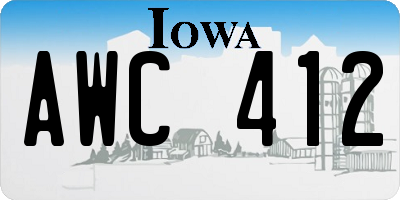 IA license plate AWC412