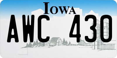 IA license plate AWC430