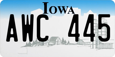IA license plate AWC445
